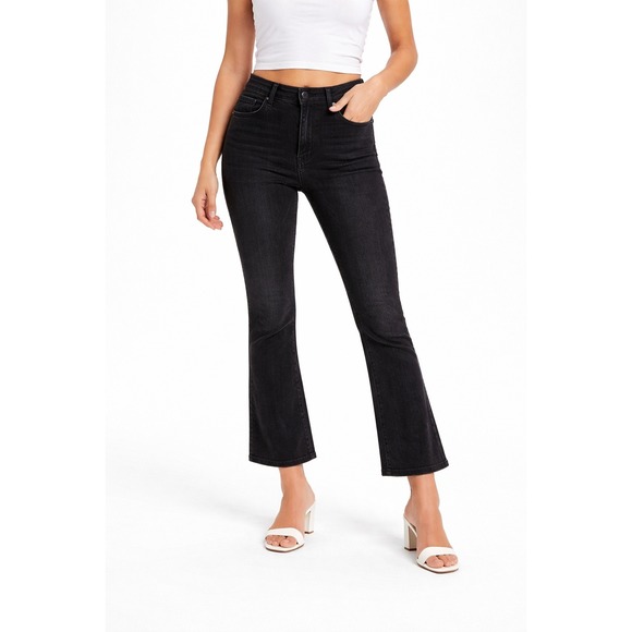 Mother Black High-Rise Skinny Flare Jeans